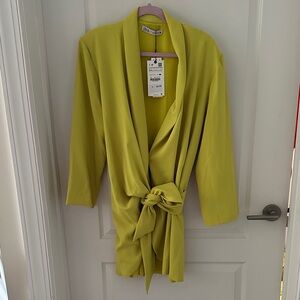 Zara Lime Tie-Front blazer dress
